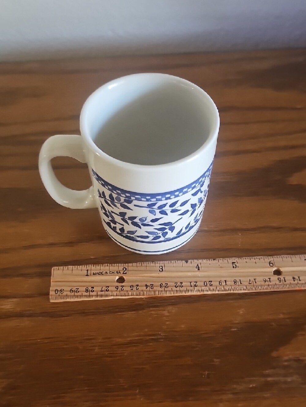 Made In Britain Ceramic Blue Leaf Pattern Coffee Mug Tote 4 - Picture 6 of 7